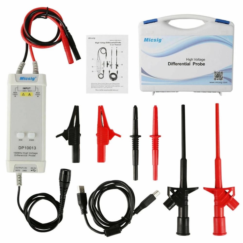 High Voltage Differential Probe 100Mhz 1300V - 2025Micsig Oscilloscope 1300V 100MHz sonde différentielle